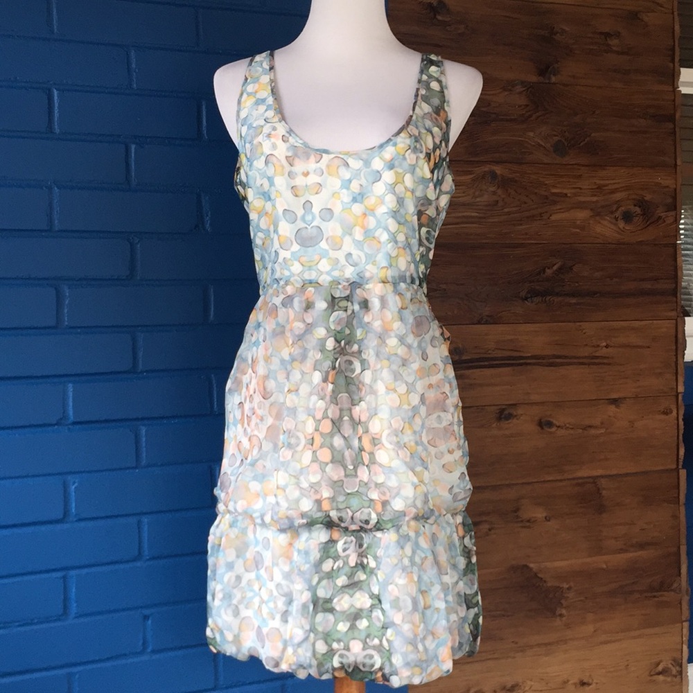 Anthropologie Walter silk water color bubble dress